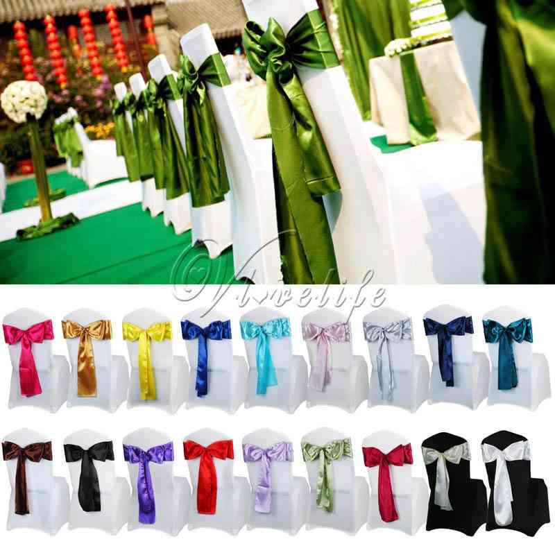 Satin Chair Sash Bow Ties For Banquet / Wedding Party