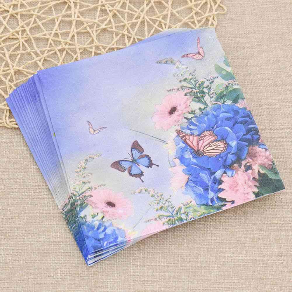 20 Purple Handkerchief Decoupage - Vintage Napkin Paper Tissue For Wedding/ Birthday Party /x Mas Serviettes Decor