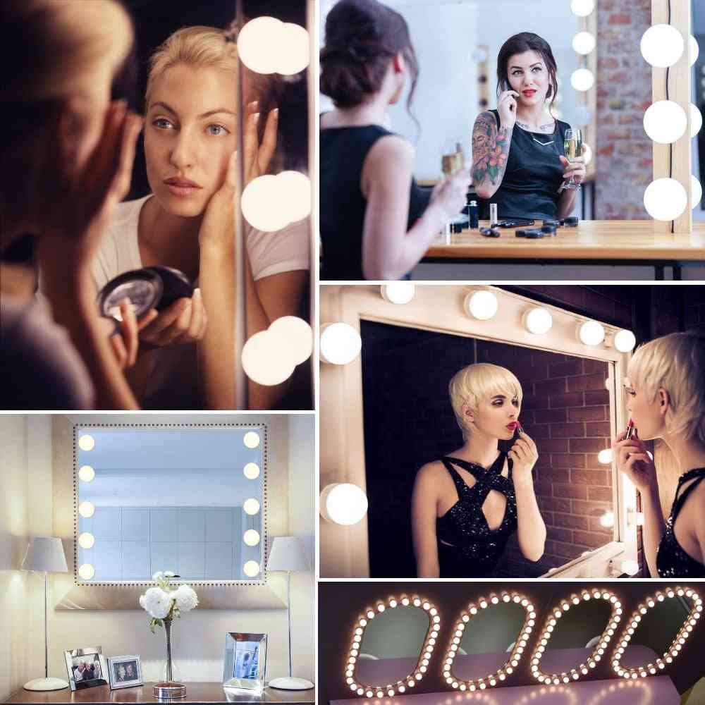 LED makeup spejl lyspære - Hollywood forfængelighed lysstrimmel, væglampe, skrivebord, bord, påklædningsværelse, badeværelse - 10 makeup lyspære