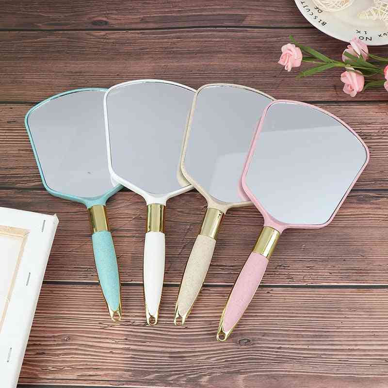 1pc Plastic Vintage Hand Mirrors, Makeup Vanity Mirror, Rectangle Hand Hold Cosmetic Mirror With Handle