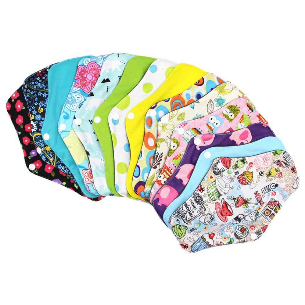 2pcs Washable Menstrual Pad - Waterproof ,reusable, Bamboo Sanitary Cotton Cloth Pads , Panty Liner Soft Pads