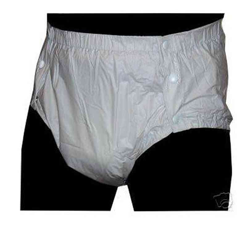 White M - 1pcs Adult Plastic - Non Pants For Adult , Cloth Diaper Pvc Shorts
