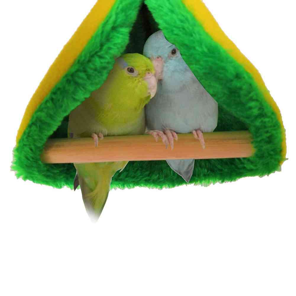 Miękki bawełniany pluszowy oddychający trójkątny / kwadratowy hamak dla ptaków - ciepłe wiszące łóżko dla zwierzaka, klatka dla ptaków, namiot domek z zabawkami dla małych zwierząt - 1