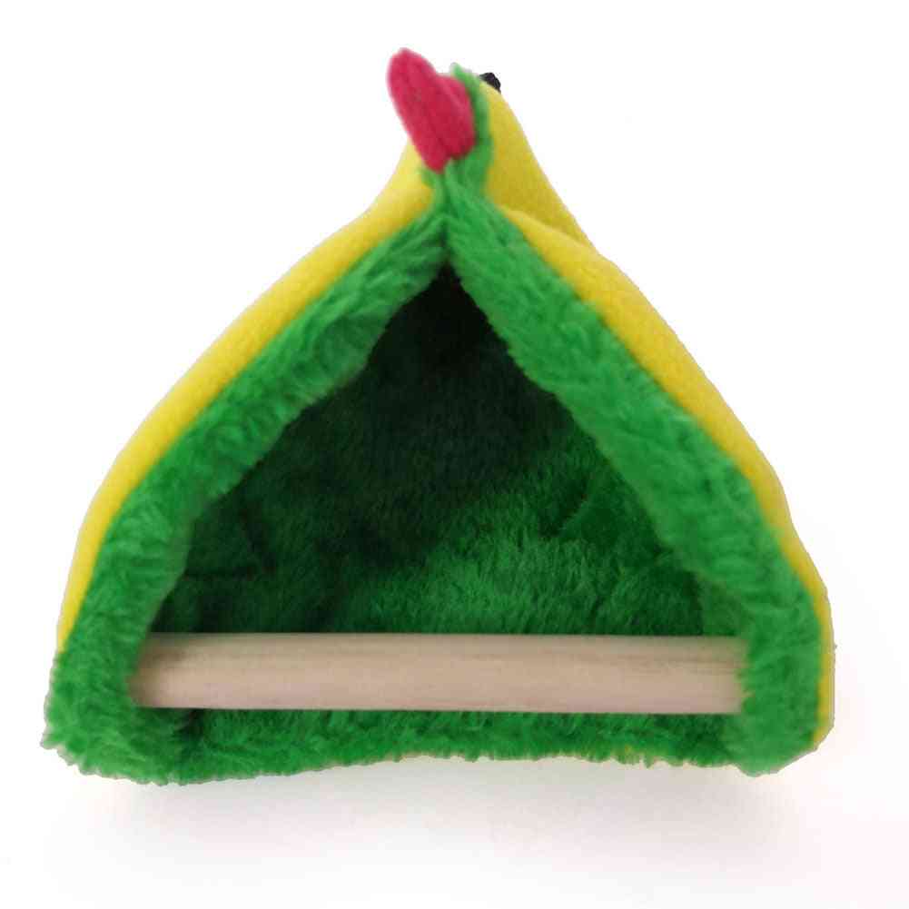 Myk bomull plysj pustende trekant / firkantet form fuglehengekøye - varm hengende seng for kjæledyr, fuglebur, telt leketøyhus for små dyr
