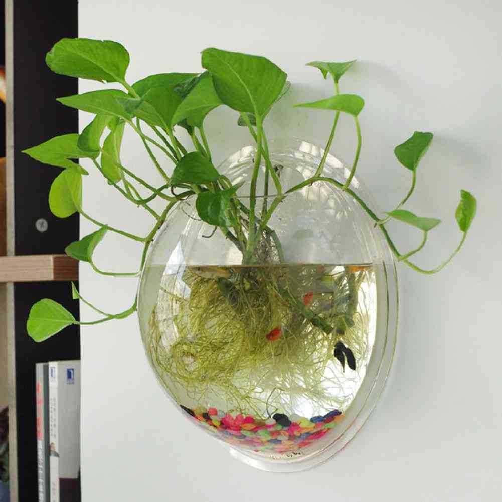 Jarrón de vidrio colgante transparente con forma de globo de bola de terrario - Macetas de flores - 10cm
