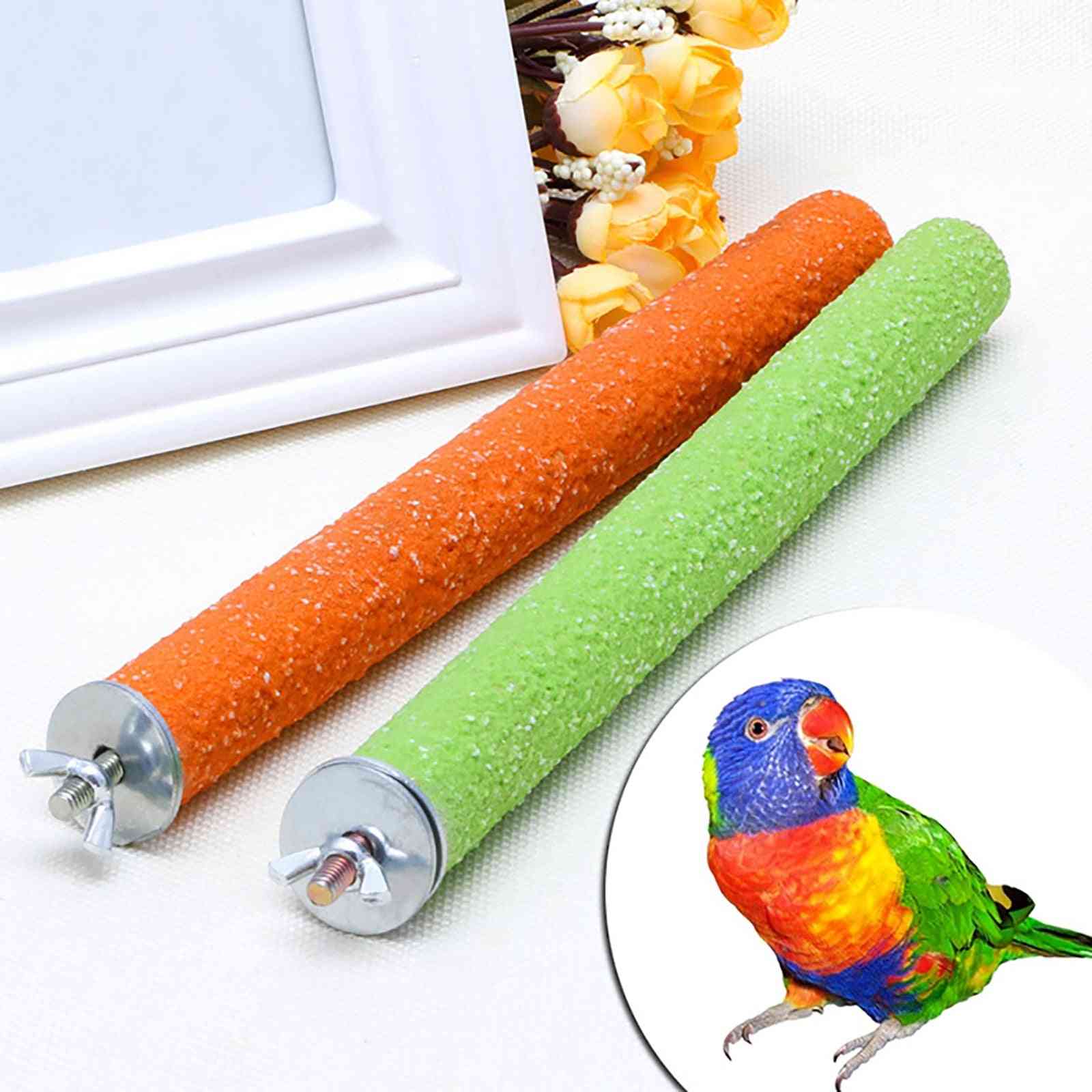 Bird Parrot Perch Stand Holder - Grinding Claw Pet Cage Platform Accessories Chew Toy Bird Supplies