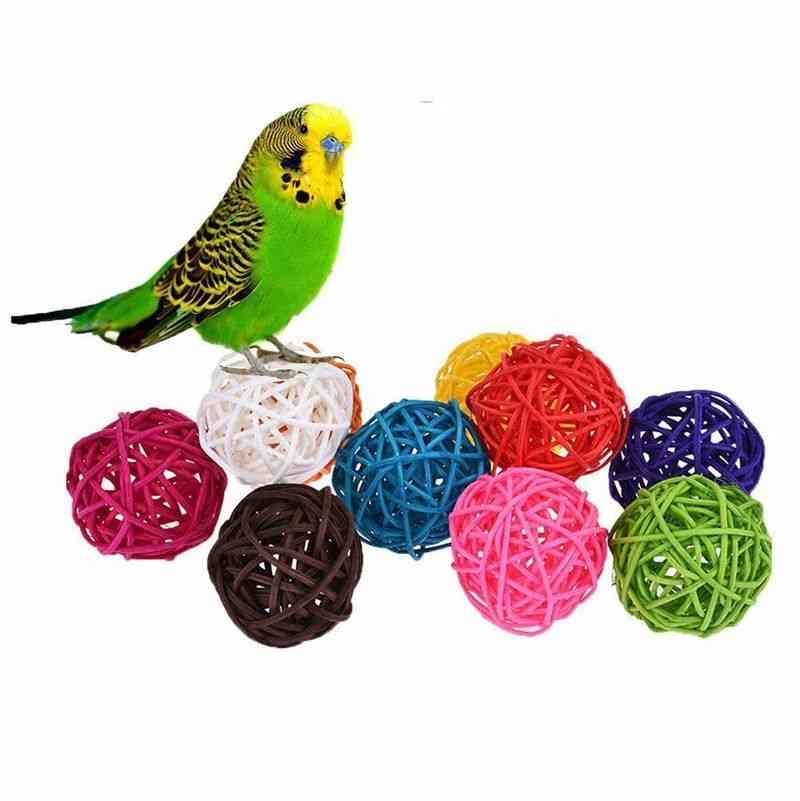 Colourful Rattan Balls Parrot Bird Interactive Bite Chew For Parakeet Budgie Cage
