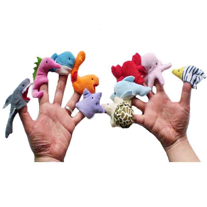10 Pcs Ocean Animal Finger Puppets Set, Soft Baby Educational Hand Toy