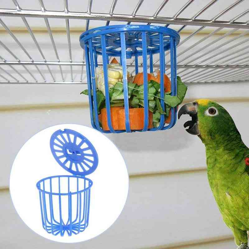 Cute Bird Parrot Feeder Cage, Fruit Vegetable Holder Hanging Basket