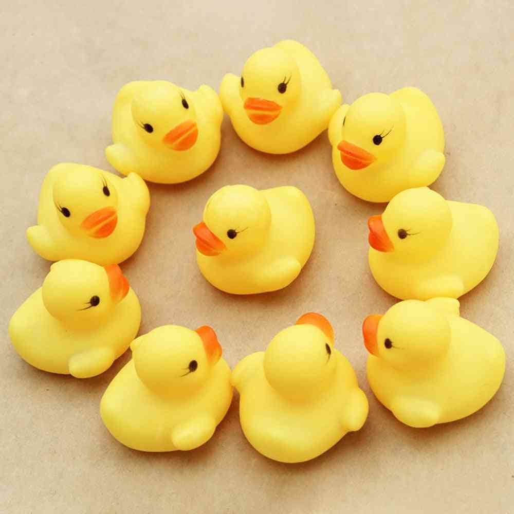 10pcs Mini Baby Kids Squeaky Rubber Ducks Bath -bathe Room Water Fun Game Playing For Newborn,,