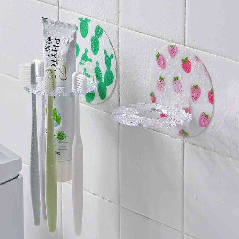 Bathroom Wall Mounted Toothpaste Toothbrush Holder, Shaver Shelf - Plastic Tooth Brush Case Organizer