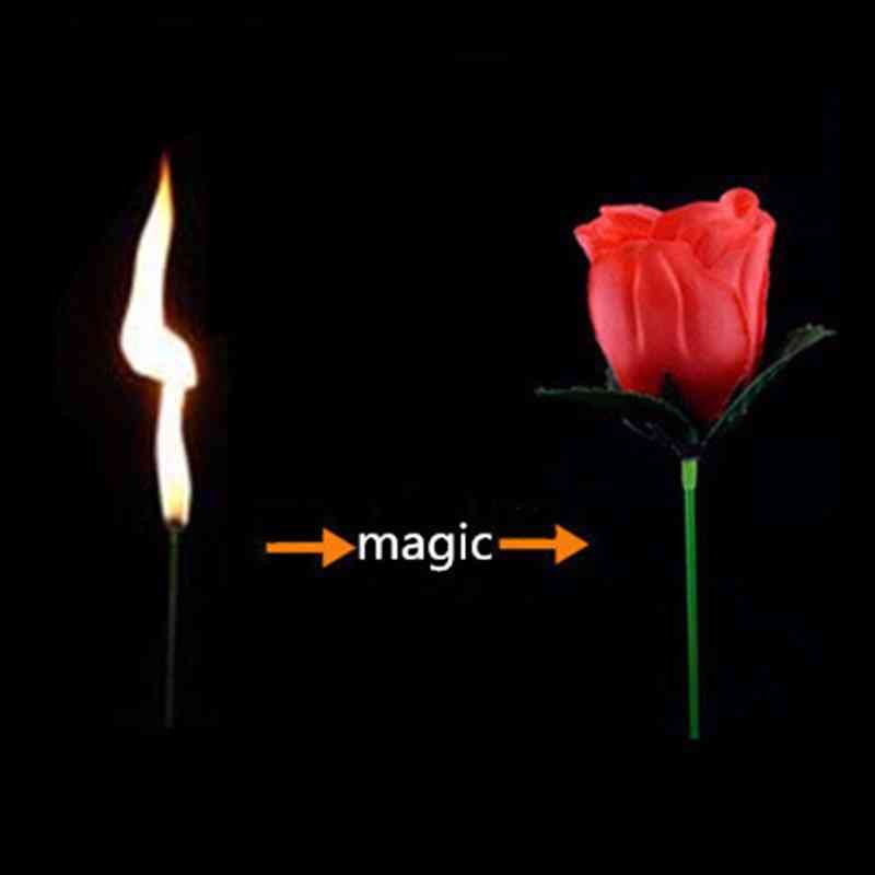 Fackla till blomma - fackla till ros - eld magiska trick flamma visas blomma - röd