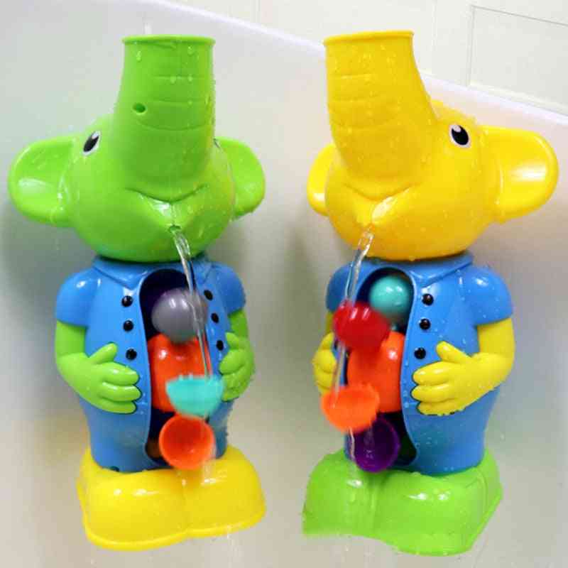 Simpatica anatra gialla, rubinetto a forma di elefante, ruota idraulica, giochi con acqua da bagno, set da 4 pezzi