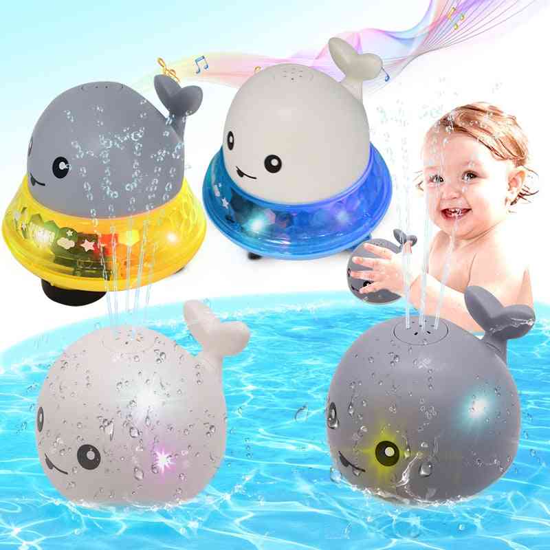 Forme de baleine LED lumière créative boule de pulvérisation d'eau bébé jouets de bain pour enfants - boule rouge avec base