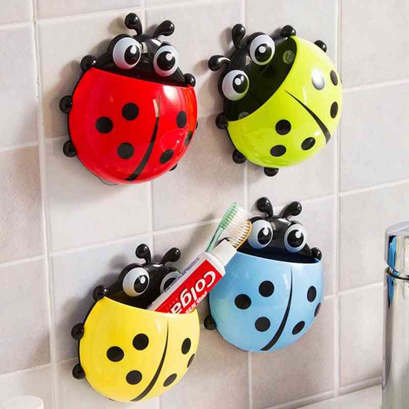 Cute Cartoon Ladybug Insect Toothbrush Toothpaste Holder For Bathroom