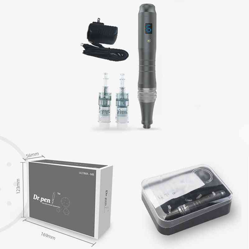 Pantalla digital inalámbrica profesional -6 niveles dr. pen ultima m8 pluma de microagujas de kits de cuidado de la piel recargables