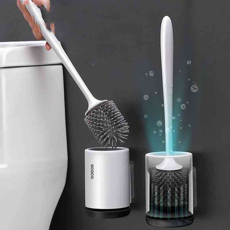 Soft Bristle Wall Mounted / Floor Standing - Silicone Toilet Cleaning Brush