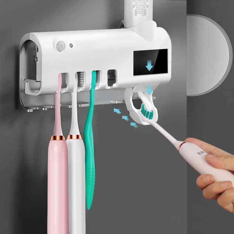 Uv Toothbrush Holder - Toothpaste Dispenser And Solar Energy Bathroom Storage Box