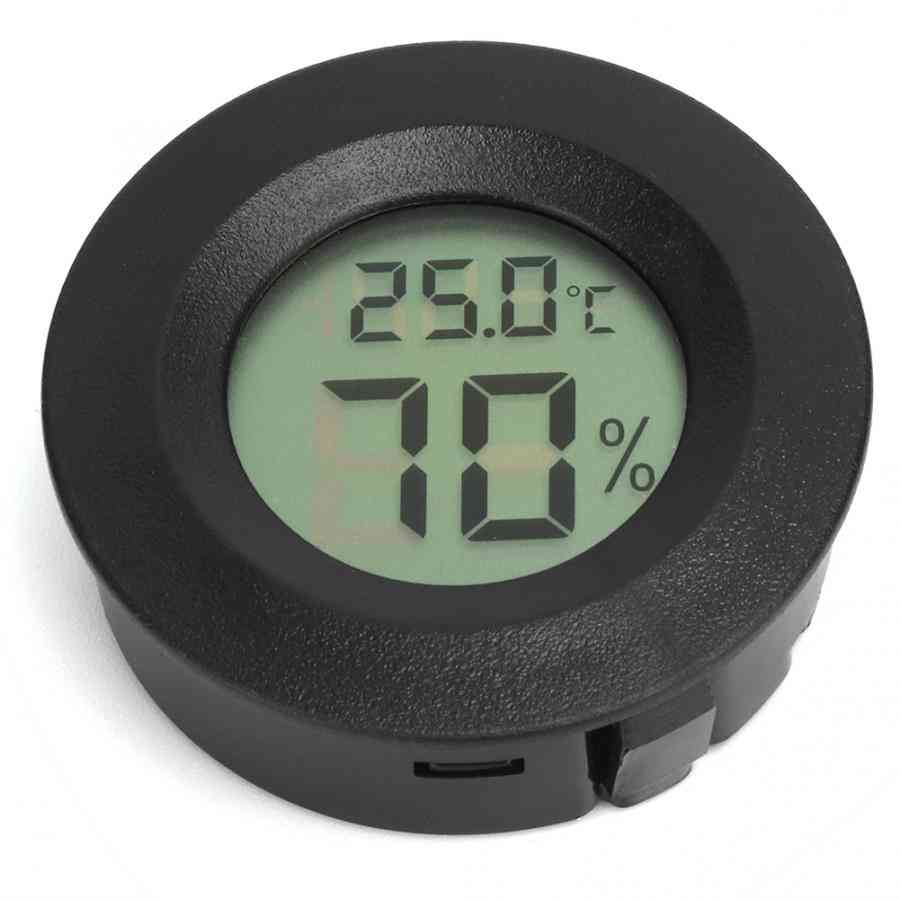 Embedded Round Shaped Digital Reptiles Thermometer, Hygrometer For Pet, Animal