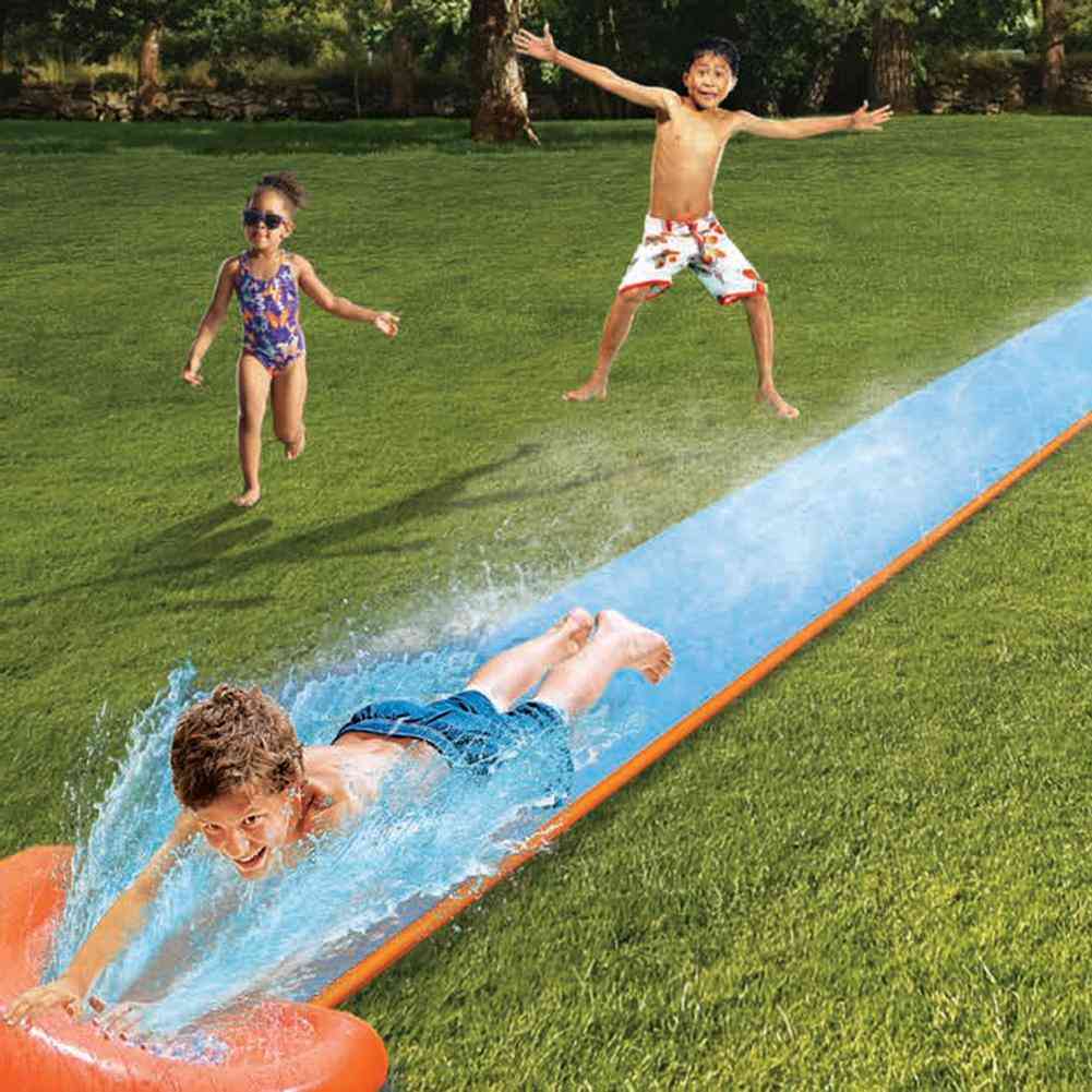 Inflatable Water Slide Racer Pool- Kids Summer Park Backyard Play Fun Outdoor Splash Slip Slide Wave Rider (blue)