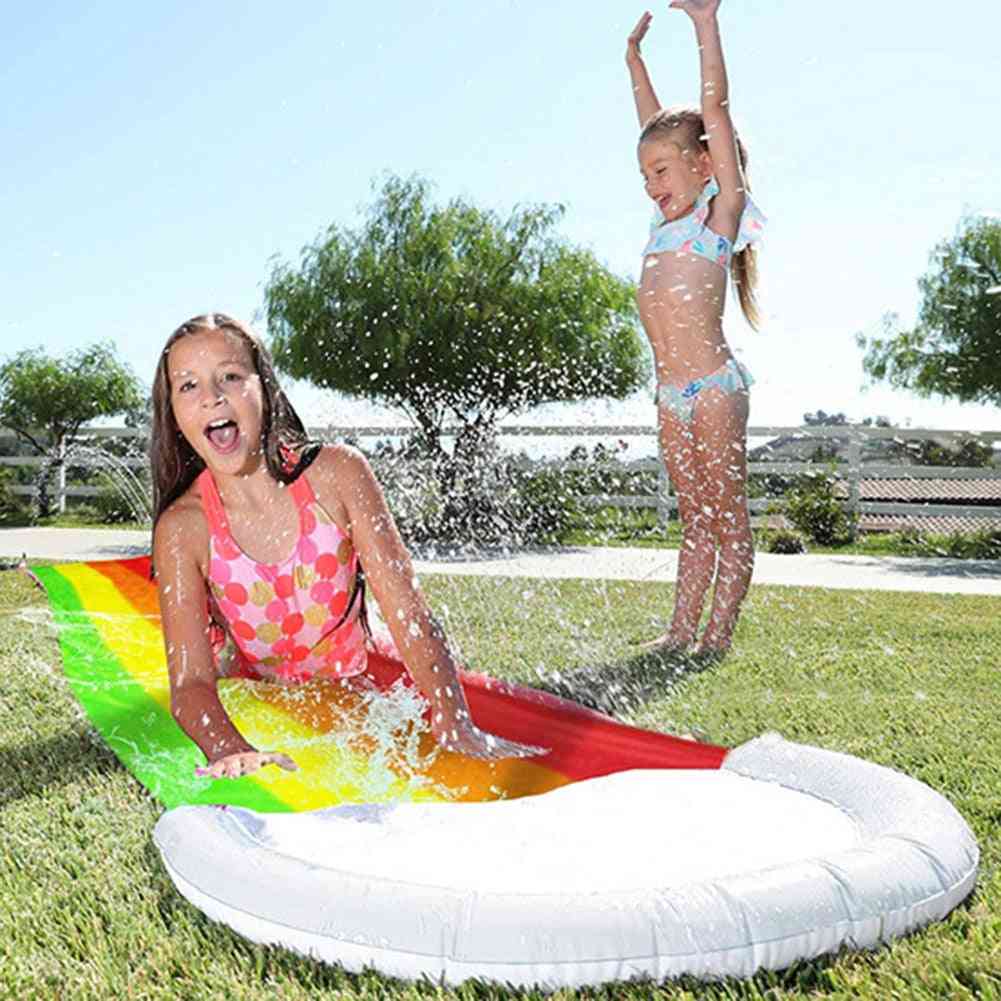 Rainbow Water Slide Pools- Inflatable Sprinkler Kids / Summer Swimming Pool Pvc Outdoor Backyard Lawn Water Games Toy