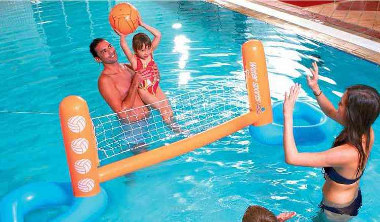 Felfújható medence játék, úszó röplabda állvány vízi röplabda háló felnőtt vízi játék