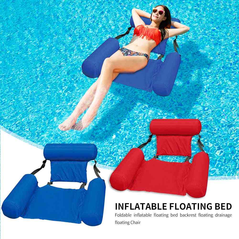 Inflatable Foldable Floating Row Backrest - Air Mattresses Bed Beach, Water Sports Lounger Float Chair Hammock Mat