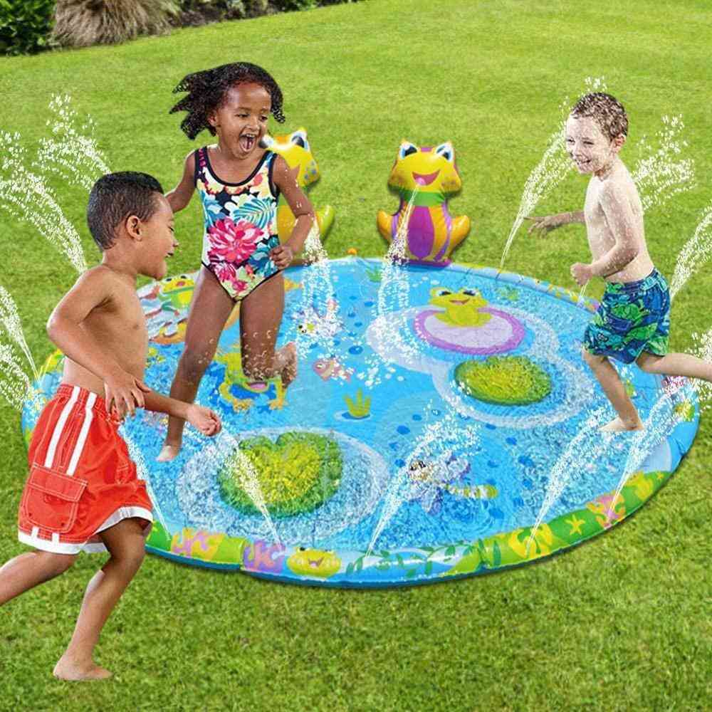 3d Frog Inflatable Water Spray Play Mat - Outdoor Lawn Games Pad Yard Sprinkler