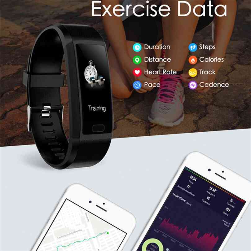 Touchscreen Smart Band Uhr Smart Armband - Sport Fitness Stil für Männer Frauen - T12 schwarz