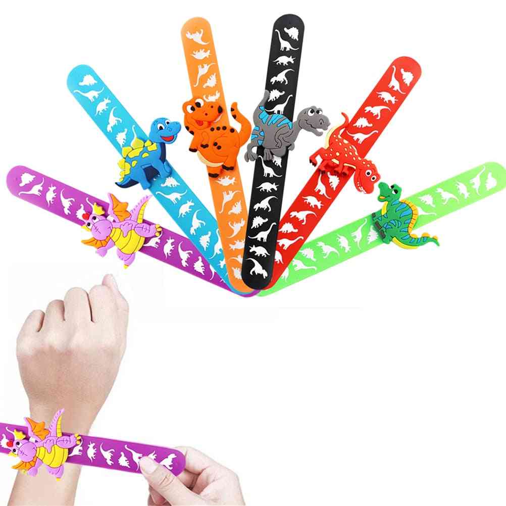 6pcs bracelet en caoutchouc de dinosaure en caoutchouc-bracelet pour enfants flexible wrap slap enfant bracelet cadeau de noël (comme sur la photo) -
