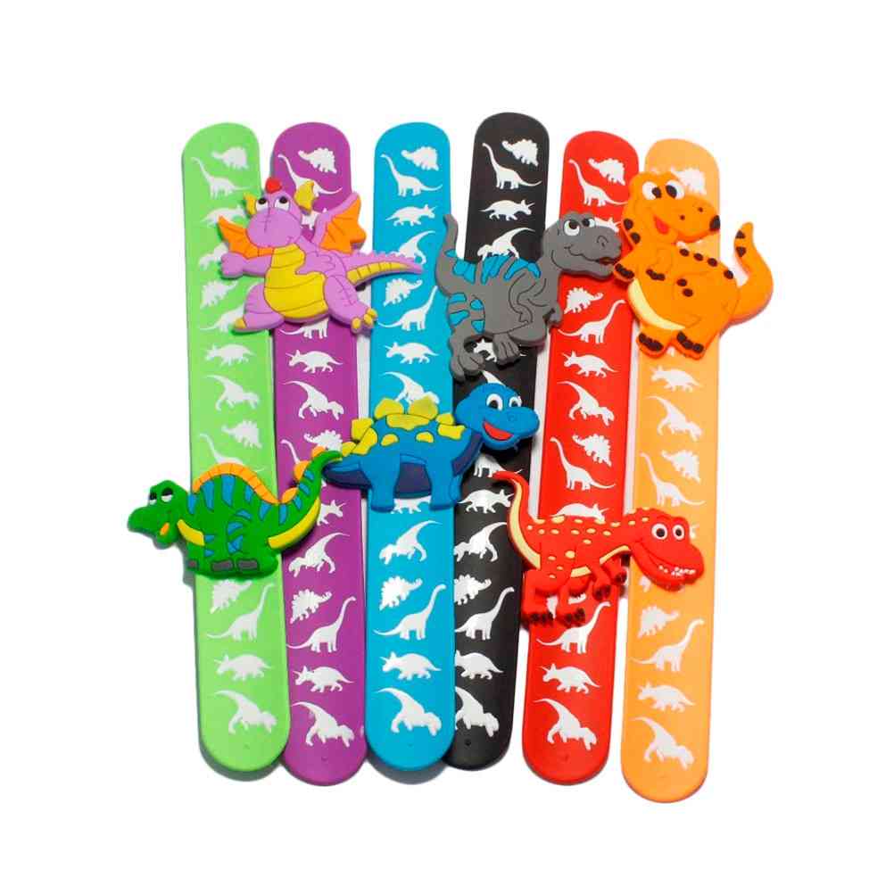 6 pezzi braccialetto di gomma di dinosauro schiaffo - braccialetto per bambini braccialetto flessibile schiaffo braccialetto enfant regalo di natale (come mostrato nella foto) -