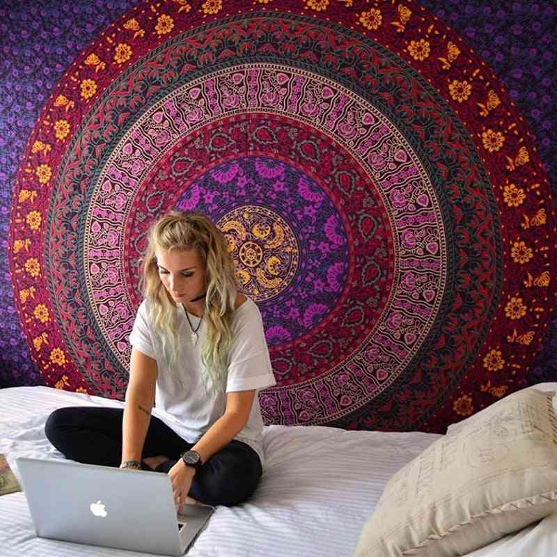 Indian Mandala Wall Hanging Sandy Beach Tapestry For Camping Tent, Travel, Mattress, Bohemian Sleeping Pads