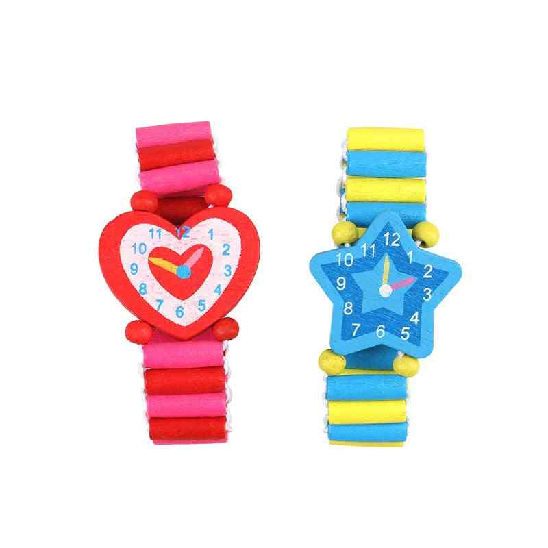 3pcs Lot Wooden Wristwatches Nice Cartoon Crafts Bracelet Watches Handicrafts For Kids- Learning & Education Party Favors (3 Pcs Random Style)
