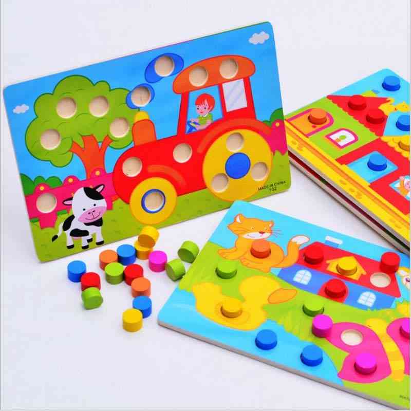 Tablero de cognición de color montessori educativo, juguete de madera para niños - rompecabezas juego de combinación de aprendizaje temprano cl0545h - negro