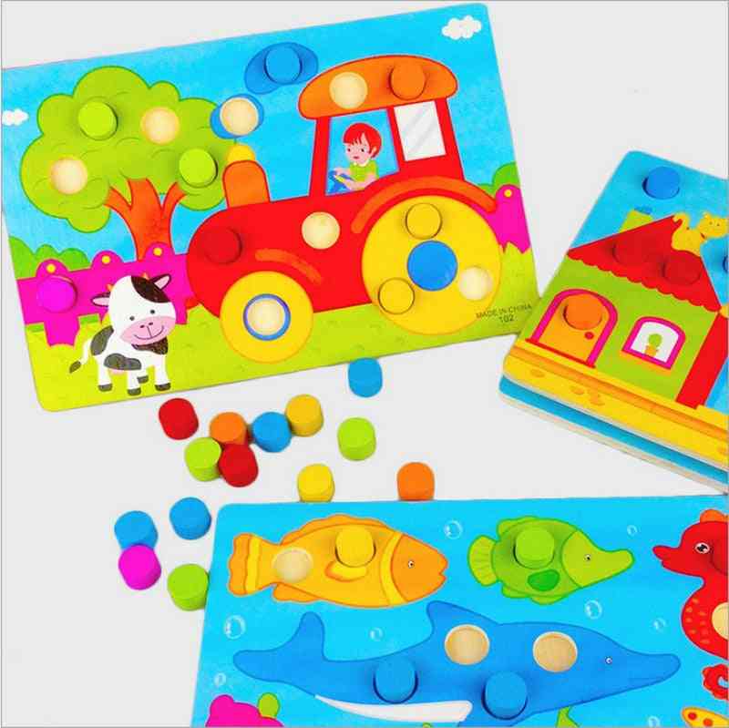 Farberkennungsbrett montessori pädagogisch, Holzspielzeug für Kinder - Stichsäge frühes Lernspiel cl0545h - schwarz