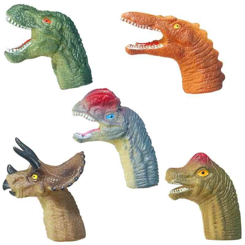 5pcs Mini Cartoon Realistic Dragon Dinosaur Finger Puppets Set Role Playing, Tell Story Prop For