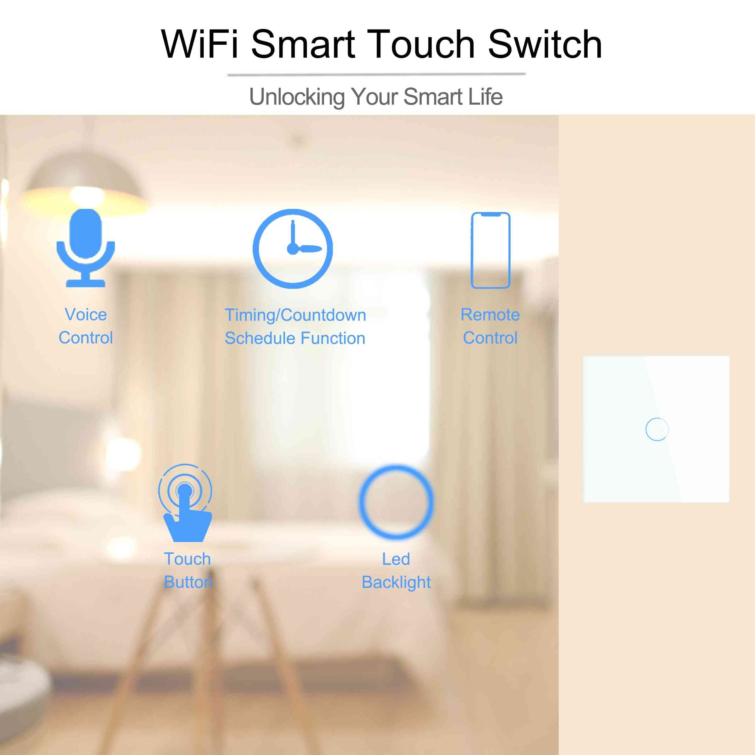 Nástenný wifi inteligentný dotykový spínač