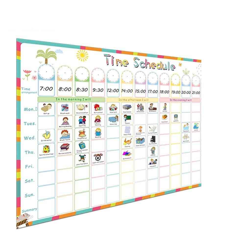 Magnetic Time Schedule Calendar, Hold Magnets White Board Toy