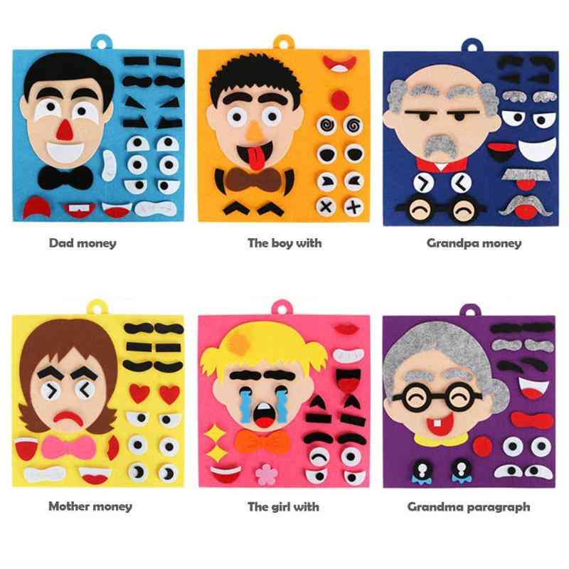 Handgemaakte diy emotie puzzel speelgoed, niet-geweven stof vijf zintuigen puzzels monteren kinderen geschenken - jongen