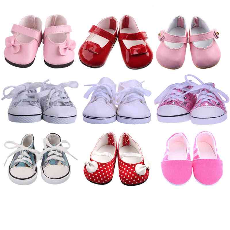 White Tube Canvas Clothes Shoes For American & New Born Baby Doll