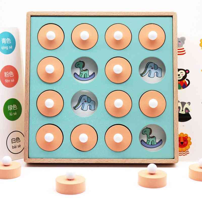 Jeu d'échecs de match de mémoire 3d en bois - jeu d'interaction de fête de famille éducatif précoce pour enfants -