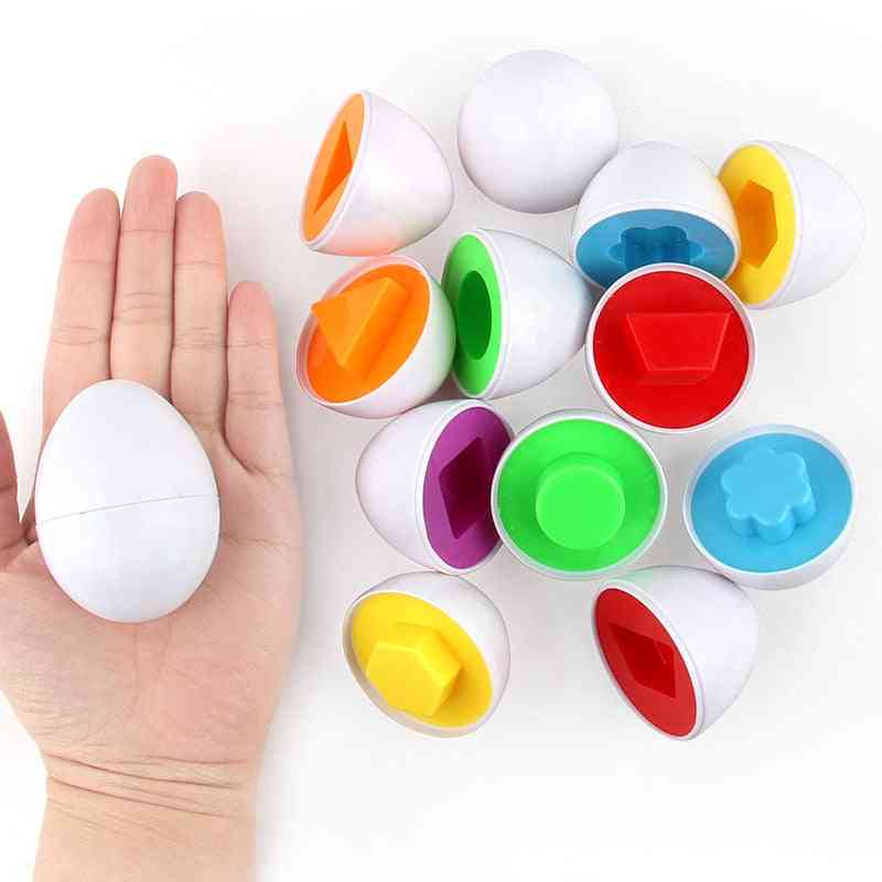 6 unidades / pacote de brinquedos educativos infantis para bebês - ovo torcido emparelhado para identificar a cor e inserir blocos de construção de inteligência -
