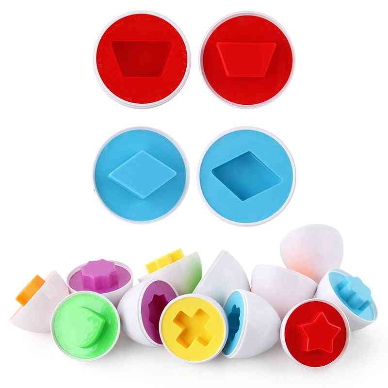 6pcs / pack juguetes educativos para bebés y bebés: huevos retorcidos emparejados identifican bloques de construcción de inteligencia de inserción de formas y colores -