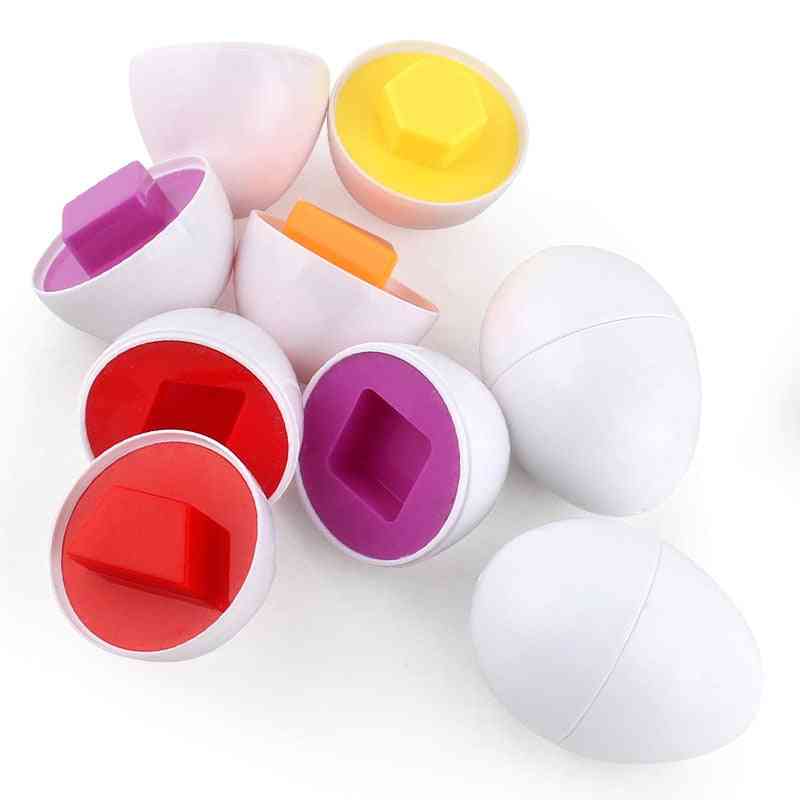6 יח '\ אריזה צעצועים חינוכיים לתינוקות - ביצה מעוותת בזווג מזהים צבע וצורת אבני בניין מודיעיניות
