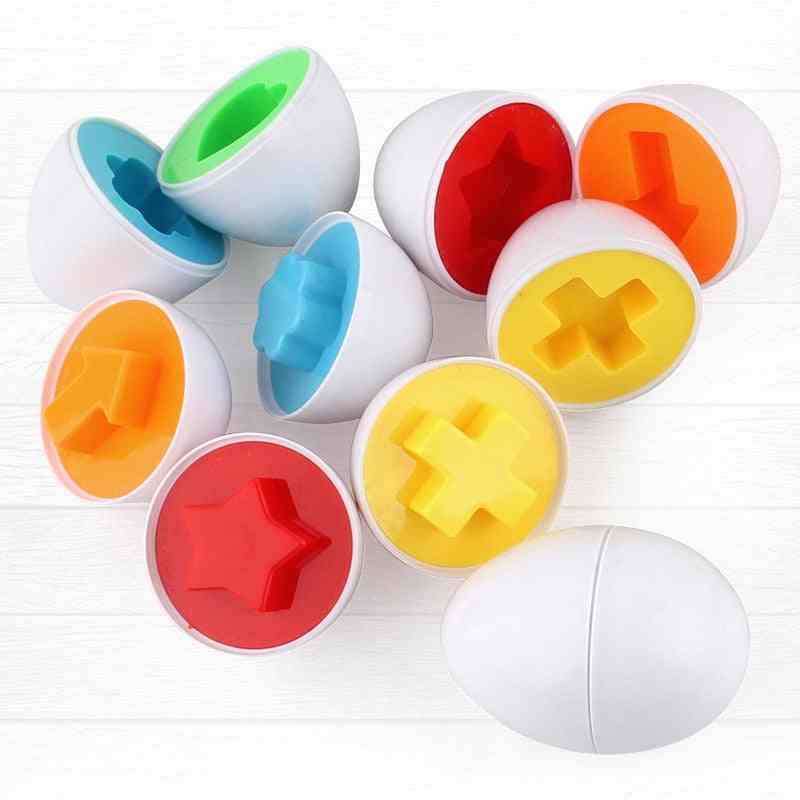 6 Stück / Packung Baby-Kleinkind-Lernspielzeug - gepaartes verdrehtes Ei identifiziert Farb- und Form-Einsatz-Intelligenz-Bausteine -