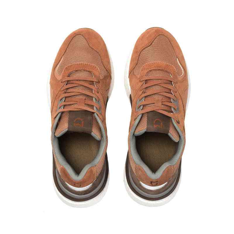 Retro sneakers skor äkta läder slitstarkt andas för utomhussporter - svartgrå 39
