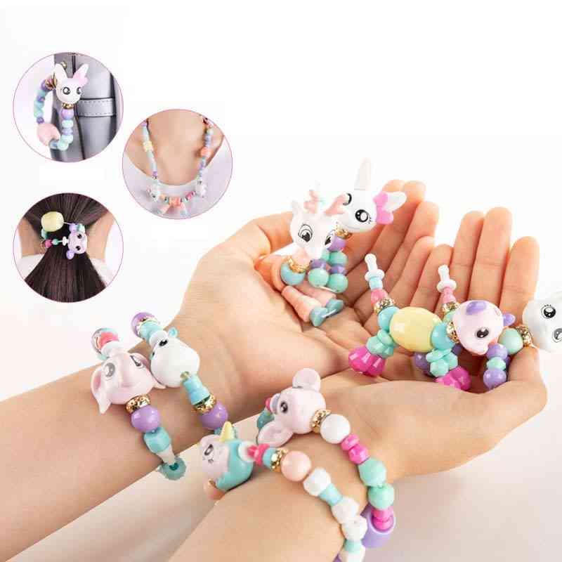 1/5 pcs filles jouets perles faites à la main bracelet bracelets de fête pour enfants-bricolage animaux magiques variété bracelets collier éducation cadeaux - 1 pcs aléatoire