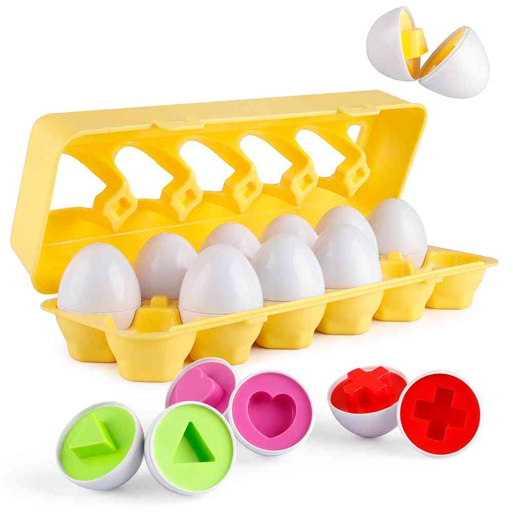 Coogam matching munat 12 kpl asetettua väriä ja muotoa tunnistava lajittelupeli pääsiäisbingopelilahjaksi 2, 3, 4-vuotiaille pikkulapsille
