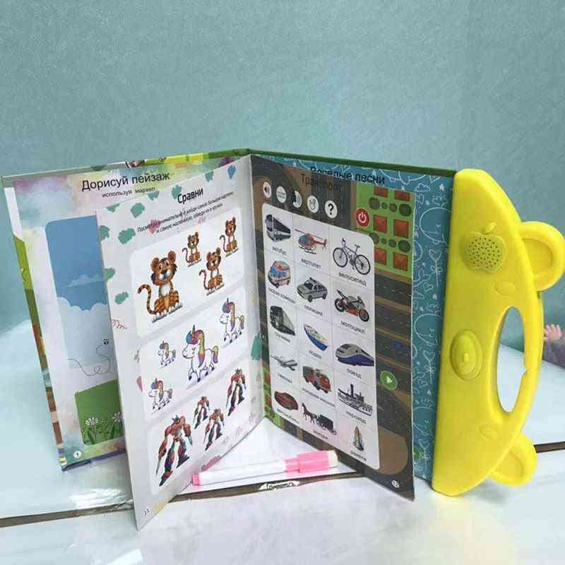 Libro di lettura in lingua russa apprendimento e-book per bambini- libro di lettura vocale interattivo studio educativo precoce giocattoli regali (bianco) -
