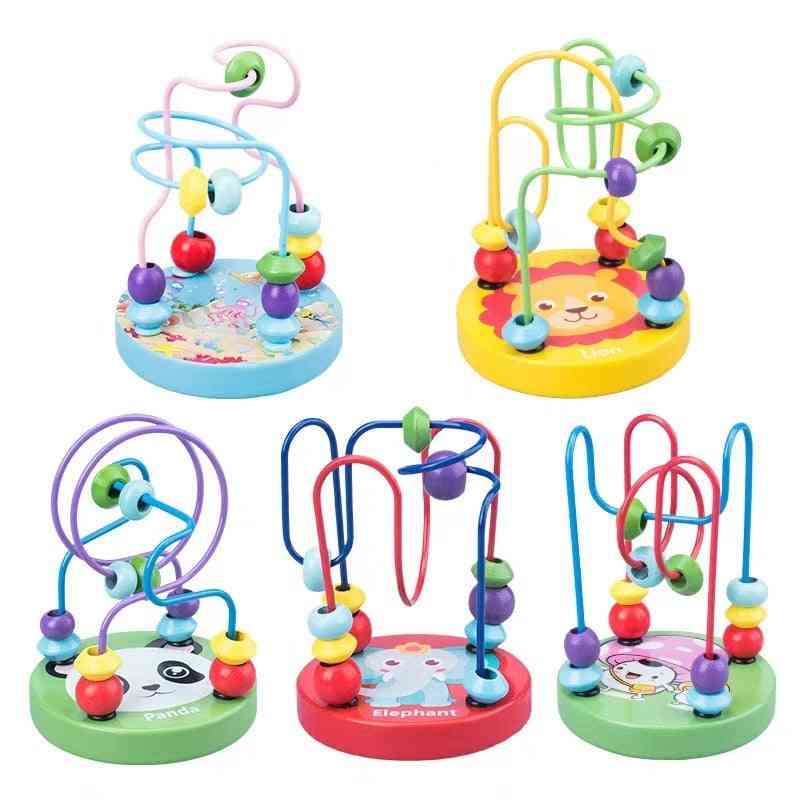 Meninos / meninas montessori brinquedos de madeira - círculos de madeira talão labirinto de arame montanha-russa educacional quebra-cabeças de madeira brinquedos educativos para crianças - big309